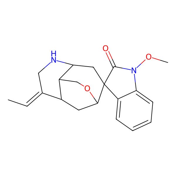 2D Structure of (1R,2S,4S,8R,9S)-7-ethylidene-1'-methoxyspiro[11-oxa-5-azatricyclo[6.3.1.04,9]dodecane-2,3'-indole]-2'-one