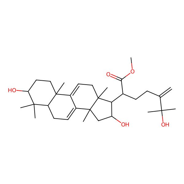 2D Structure of methyl 2-(3,16-dihydroxy-4,4,10,13,14-pentamethyl-2,3,5,6,12,15,16,17-octahydro-1H-cyclopenta[a]phenanthren-17-yl)-6-hydroxy-6-methyl-5-methylideneheptanoate