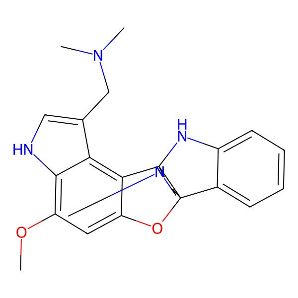 2D Structure of 1-[(1S,12R)-8-methoxy-21-methyl-11-oxa-6,19,21-triazahexacyclo[10.7.4.01,12.02,10.03,7.013,18]tricosa-2,4,7,9,13,15,17-heptaen-4-yl]-N,N-dimethylmethanamine