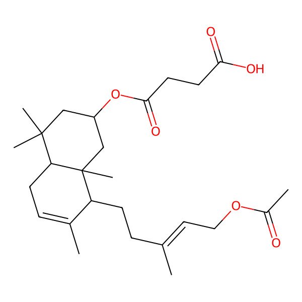 2D Structure of 4-[[(2R,4aR,8R,8aR)-8-[(E)-5-acetyloxy-3-methylpent-3-enyl]-4,4,7,8a-tetramethyl-1,2,3,4a,5,8-hexahydronaphthalen-2-yl]oxy]-4-oxobutanoic acid