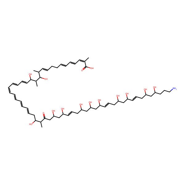 2D Structure of 58-Amino-13,15,29,33,35,39,41,43,47,49,53,55-dodecahydroxy-2,12,14,30-tetramethyl-31-oxooctapentaconta-2,4,6,10,16,18,20,22,24,26,36,44,50-tridecaenoic acid