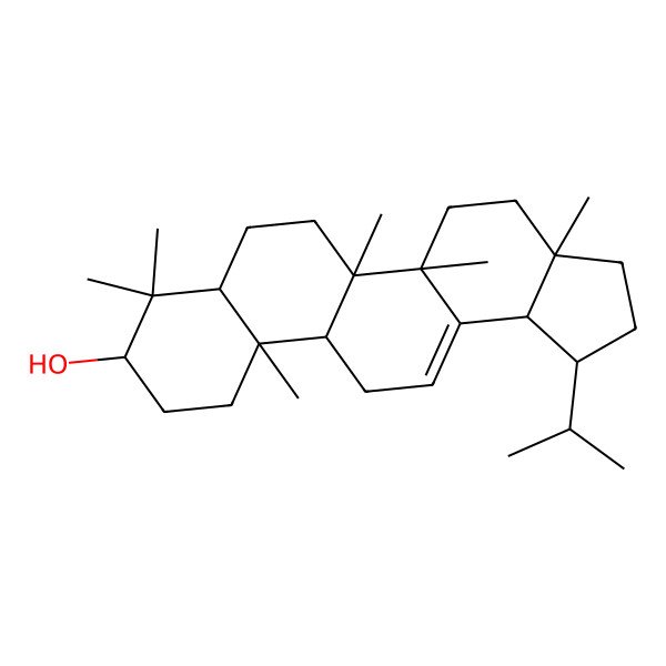 2D Structure of (1R,3aS,5aS,5bR,7aR,9R,11aR,11bR,13bS)-3a,5a,5b,8,8,11a-hexamethyl-1-propan-2-yl-1,2,3,4,5,6,7,7a,9,10,11,11b,12,13b-tetradecahydrocyclopenta[a]chrysen-9-ol
