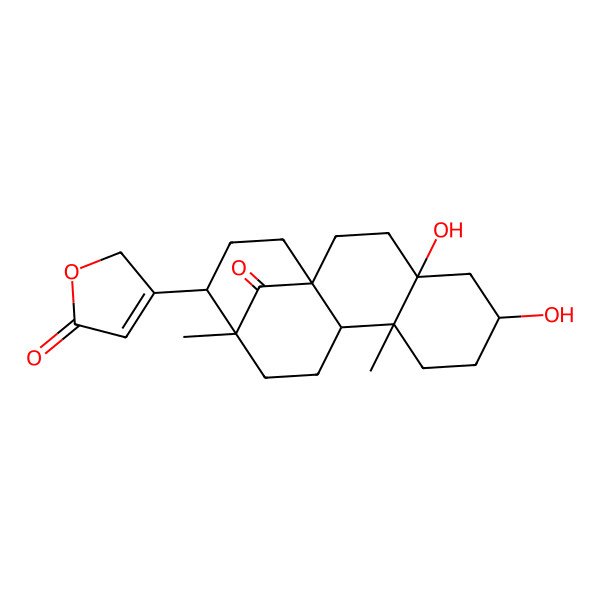 2D Structure of 3-[(1S,4S,6S,9R,10R,13R,14R)-4,6-dihydroxy-9,13-dimethyl-17-oxo-14-tetracyclo[11.3.1.01,10.04,9]heptadecanyl]-2H-furan-5-one