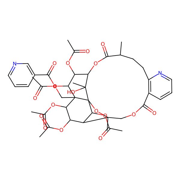 2D Structure of [(1R,3S,15S,18S,19R,20S,21S,22R,23R,24S,25R,26S)-19,22,23,25-tetraacetyloxy-21-(acetyloxymethyl)-26-hydroxy-3,15,26-trimethyl-6,16-dioxo-2,5,17-trioxa-11-azapentacyclo[16.7.1.01,21.03,24.07,12]hexacosa-7(12),8,10-trien-20-yl] pyridine-3-carboxylate