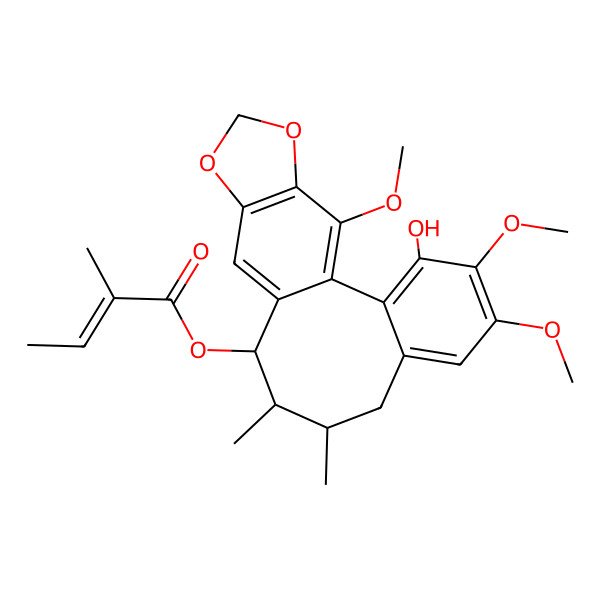 2D Structure of [(9R,10R,11S)-3-hydroxy-4,5,19-trimethoxy-9,10-dimethyl-15,17-dioxatetracyclo[10.7.0.02,7.014,18]nonadeca-1(19),2,4,6,12,14(18)-hexaen-11-yl] (Z)-2-methylbut-2-enoate