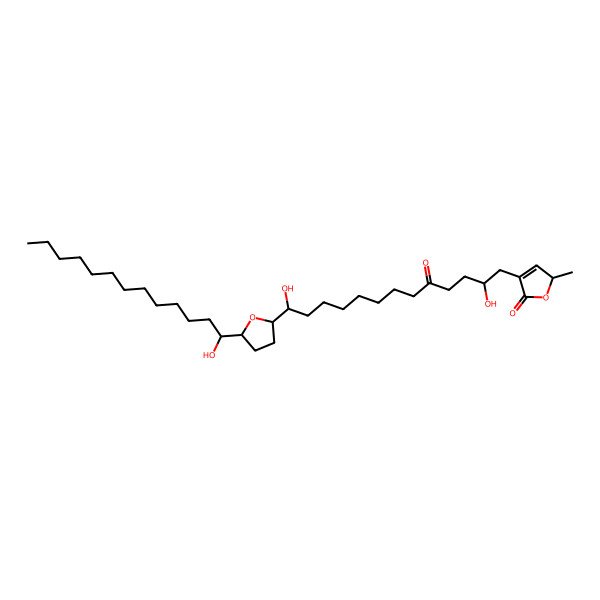 2D Structure of (2S)-4-[(2S,13S)-2,13-dihydroxy-13-[(2S,5S)-5-[(1S)-1-hydroxytridecyl]oxolan-2-yl]-5-oxotridecyl]-2-methyl-2H-furan-5-one