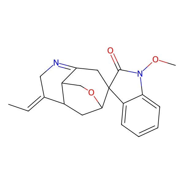 2D Structure of (1R,2S,7Z,8R,9S)-7-ethylidene-1'-methoxyspiro[11-oxa-5-azatricyclo[6.3.1.04,9]dodec-4-ene-2,3'-indole]-2'-one