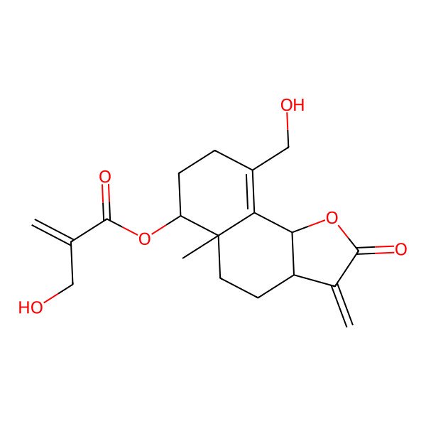 2D Structure of [9-(hydroxymethyl)-5a-methyl-3-methylidene-2-oxo-4,5,6,7,8,9b-hexahydro-3aH-benzo[g][1]benzofuran-6-yl] 2-(hydroxymethyl)prop-2-enoate