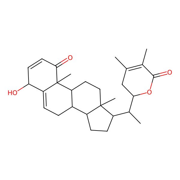 2D Structure of (2R)-2-[(1S)-1-[(4S,8S,9S,10R,13S,14S,17R)-4-hydroxy-10,13-dimethyl-1-oxo-4,7,8,9,11,12,14,15,16,17-decahydrocyclopenta[a]phenanthren-17-yl]ethyl]-4,5-dimethyl-2,3-dihydropyran-6-one