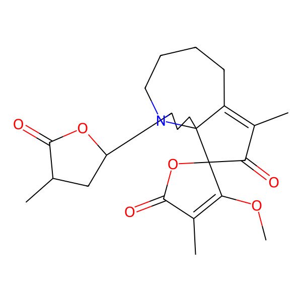 2D Structure of 4'-Methoxy-3',11-dimethyl-4-(4-methyl-5-oxooxolan-2-yl)spiro[5-azatricyclo[8.3.0.01,5]tridec-10-ene-13,5'-furan]-2',12-dione
