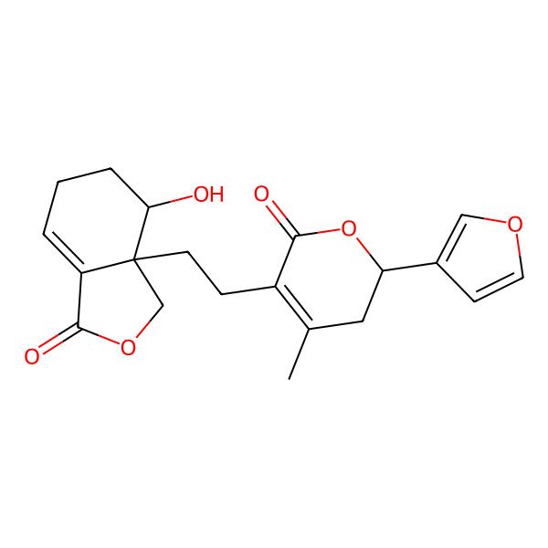2D Structure of (3aS,4R)-3a-[2-[(2S)-2-(furan-3-yl)-4-methyl-6-oxo-2,3-dihydropyran-5-yl]ethyl]-4-hydroxy-3,4,5,6-tetrahydro-2-benzofuran-1-one