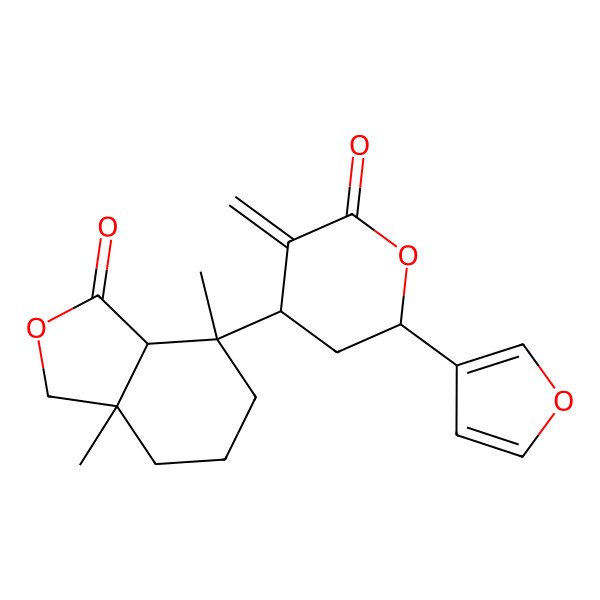 2D Structure of 7-[6-(furan-3-yl)-3-methylidene-2-oxooxan-4-yl]-3a,7-dimethyl-4,5,6,7a-tetrahydro-3H-2-benzofuran-1-one