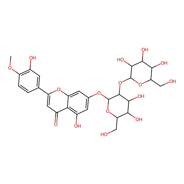 2D Structure of 7-[(2S,3R,4S,5S,6S)-4,5-dihydroxy-6-(hydroxymethyl)-3-[(2S,3R,4S,5S,6S)-3,4,5-trihydroxy-6-(hydroxymethyl)oxan-2-yl]oxyoxan-2-yl]oxy-5-hydroxy-2-(3-hydroxy-4-methoxyphenyl)chromen-4-one