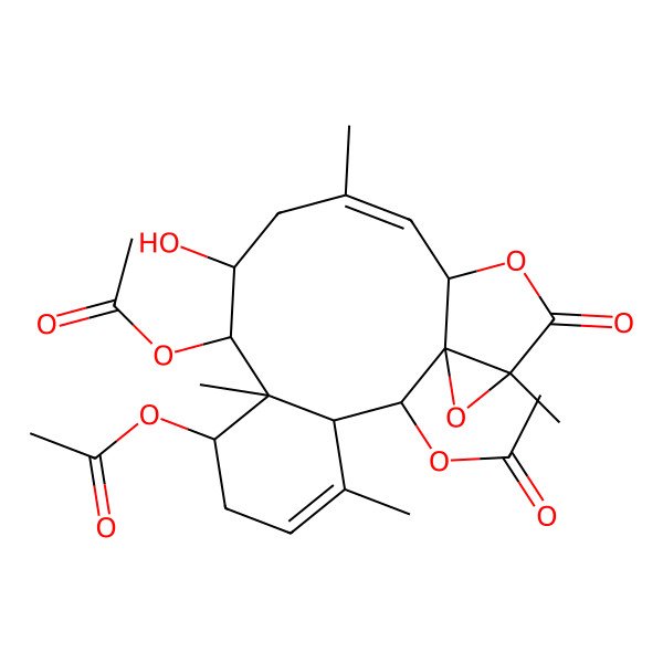 2D Structure of [(1S,2S,3S,7S,8R,9R,10S,12Z,14S,17R)-2,9-diacetyloxy-10-hydroxy-4,8,12,17-tetramethyl-16-oxo-15,18-dioxatetracyclo[12.4.0.01,17.03,8]octadeca-4,12-dien-7-yl] acetate