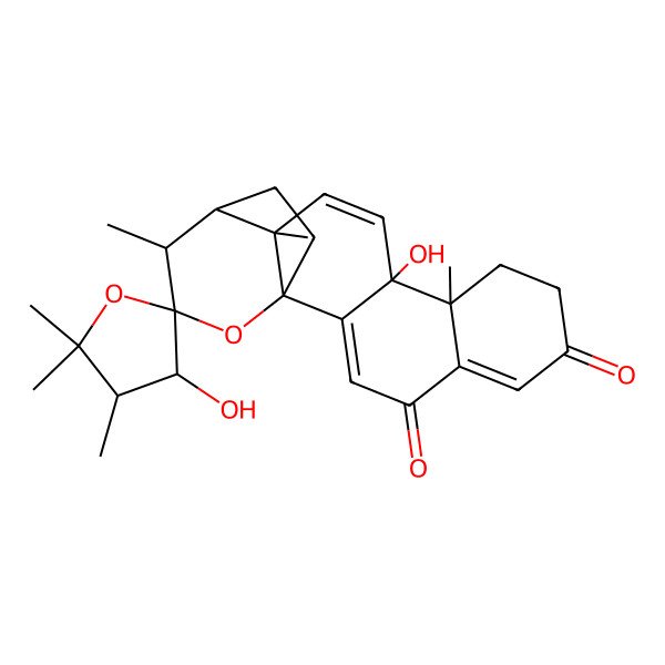 2D Structure of 3',11-Dihydroxy-4',5',5',10,14,16-hexamethylspiro[18-oxapentacyclo[13.3.2.01,14.02,11.05,10]icosa-2,5,12-triene-17,2'-oxolane]-4,7-dione