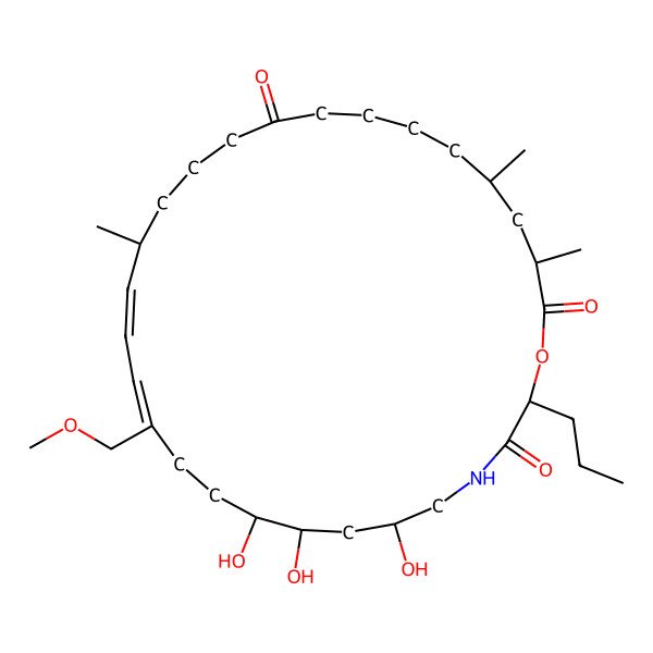 2D Structure of 6,8,9-Trihydroxy-12-(methoxymethyl)-16,25,27-trimethyl-2-propyl-1-oxa-4-azacyclooctacosa-12,14-diene-3,20,28-trione