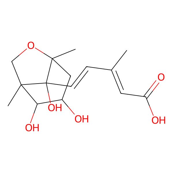 2D Structure of (2Z,4E)-3-methyl-5-[(1R,2R,3R,5S,8S)-2,3,8-trihydroxy-1,5-dimethyl-6-oxabicyclo[3.2.1]octan-8-yl]penta-2,4-dienoic acid
