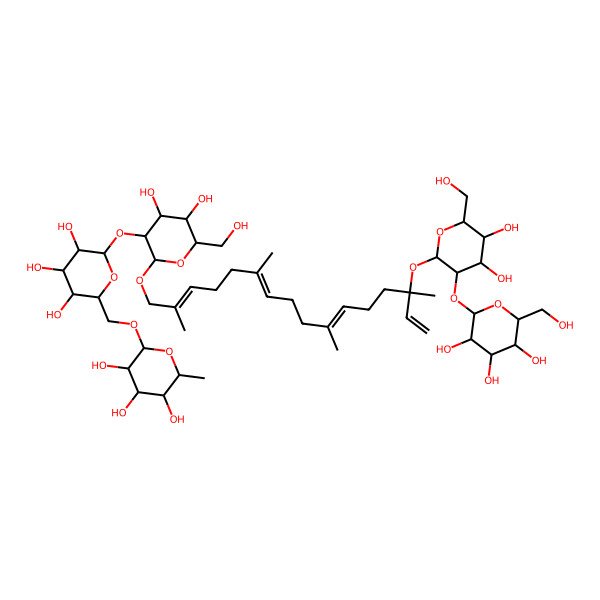 2D Structure of 2-[[6-[2-[14-[4,5-Dihydroxy-6-(hydroxymethyl)-3-[3,4,5-trihydroxy-6-(hydroxymethyl)oxan-2-yl]oxyoxan-2-yl]oxy-2,6,10,14-tetramethylhexadeca-2,6,10,15-tetraenoxy]-4,5-dihydroxy-6-(hydroxymethyl)oxan-3-yl]oxy-3,4,5-trihydroxyoxan-2-yl]methoxy]-6-methyloxane-3,4,5-triol