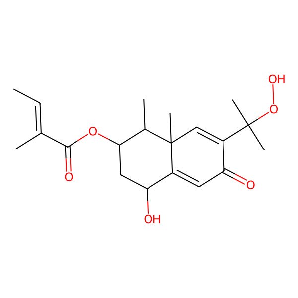 2D Structure of [(1R,2S,4R,8aR)-7-(2-hydroperoxypropan-2-yl)-4-hydroxy-1,8a-dimethyl-6-oxo-1,2,3,4-tetrahydronaphthalen-2-yl] (Z)-2-methylbut-2-enoate