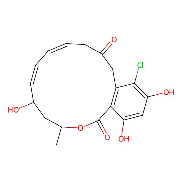 2D Structure of 15-Chloro-6,16,18-trihydroxy-4-methyl-3-oxabicyclo[12.4.0]octadeca-1(14),7,9,15,17-pentaene-2,12-dione
