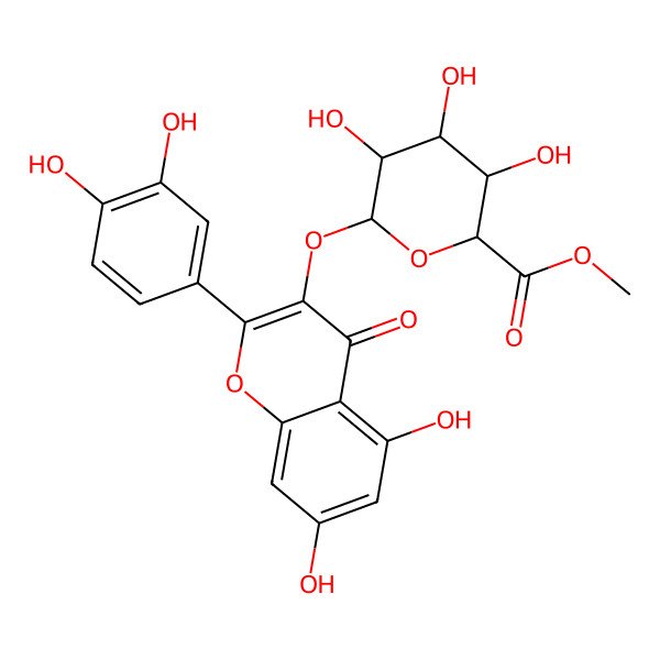 2D Structure of Methyl 6-[2-(3,4-dihydroxyphenyl)-5,7-dihydroxy-4-oxochromen-3-yl]oxy-3,4,5-trihydroxyoxane-2-carboxylate