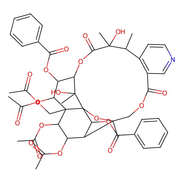2D Structure of [(1S,3R,13S,14S,17S,18R,19R,20R,21S,22R,23R,24R,25S)-19,21,22-triacetyloxy-20-(acetyloxymethyl)-24-benzoyloxy-14,25-dihydroxy-3,13,14,25-tetramethyl-6,15-dioxo-2,5,16-trioxa-9-azapentacyclo[15.7.1.01,20.03,23.07,12]pentacosa-7(12),8,10-trien-18-yl] benzoate