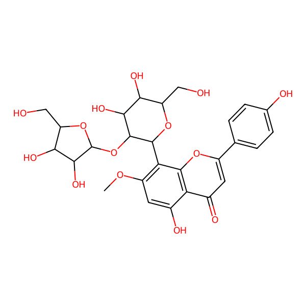 2D Structure of 8-[3-[3,4-Dihydroxy-5-(hydroxymethyl)oxolan-2-yl]oxy-4,5-dihydroxy-6-(hydroxymethyl)oxan-2-yl]-5-hydroxy-2-(4-hydroxyphenyl)-7-methoxychromen-4-one