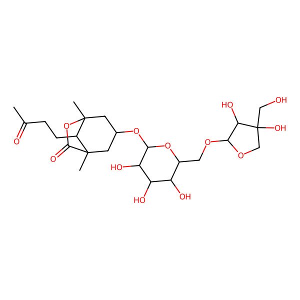 2D Structure of 3-[6-[[3,4-Dihydroxy-4-(hydroxymethyl)oxolan-2-yl]oxymethyl]-3,4,5-trihydroxyoxan-2-yl]oxy-1,5-dimethyl-8-(3-oxobutyl)-6-oxabicyclo[3.2.1]octan-7-one