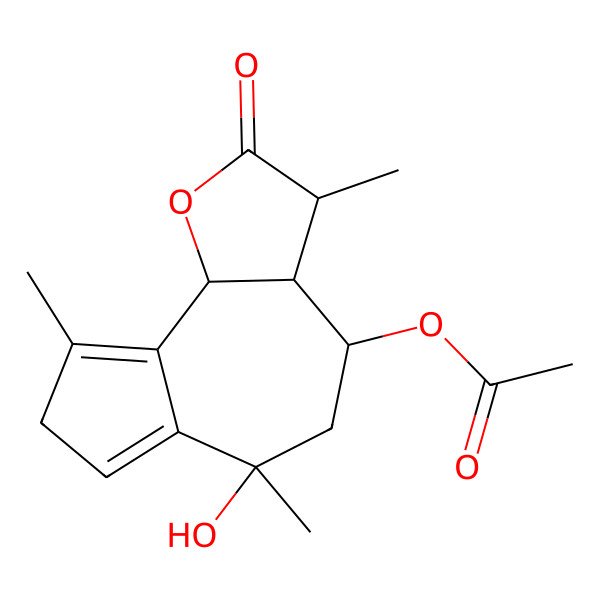 2D Structure of (3S,3aR,4S,6S,9bS)-4-(Acetyloxy)-3a,4,5,6,8,9b-hexahydro-6-hydroxy-3,6,9-trimethylazuleno[4,5-b]furan-2(3H)-one