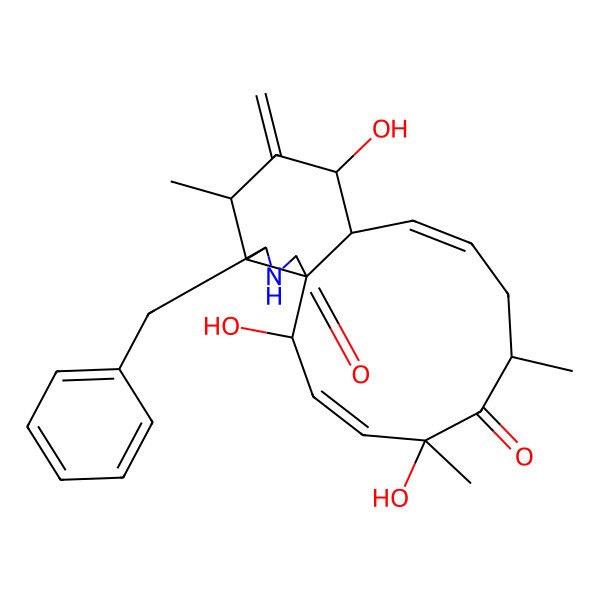 2D Structure of (1R,2R,3Z,5R,7S,9Z,11R,12S,14S,15R,16S)-16-benzyl-2,5,12-trihydroxy-5,7,14-trimethyl-13-methylidene-17-azatricyclo[9.7.0.01,15]octadeca-3,9-diene-6,18-dione