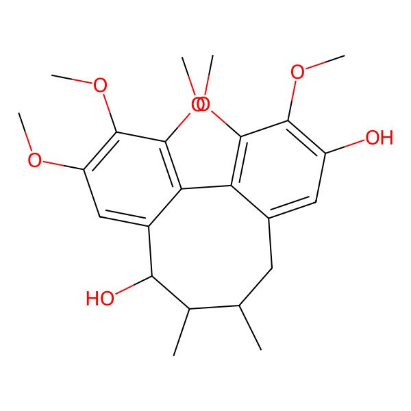 2D Structure of 3,4,14,15,16-Pentamethoxy-9,10-dimethyltricyclo[10.4.0.02,7]hexadeca-1(16),2,4,6,12,14-hexaene-5,11-diol