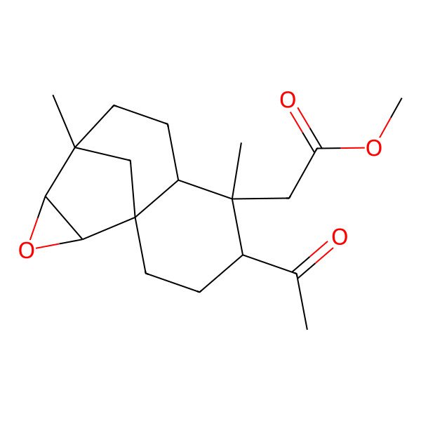 2D Structure of methyl 2-[(1S,4S,5S,6S,9S,10R,12S)-4-acetyl-5,9-dimethyl-11-oxatetracyclo[7.3.1.01,6.010,12]tridecan-5-yl]acetate
