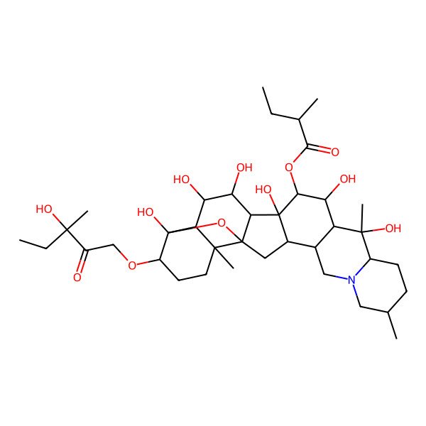 2D Structure of [10,12,14,16,17,23-Hexahydroxy-22-(3-hydroxy-3-methyl-2-oxopentoxy)-6,10,19-trimethyl-24-oxa-4-azaheptacyclo[12.12.0.02,11.04,9.015,25.018,23.019,25]hexacosan-13-yl] 2-methylbutanoate