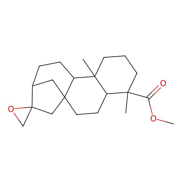 2D Structure of methyl (1'S,2R,4'S,5'S,9'S,10'R,13'R)-5',9'-dimethylspiro[oxirane-2,14'-tetracyclo[11.2.1.01,10.04,9]hexadecane]-5'-carboxylate