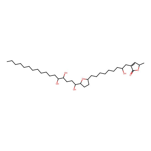 2D Structure of (5S)-3-((2R)-2-Hydroxy-9-((2R,5S)-tetrahydro-5-((1S,4R,5S)-1,4,5-trihydroxyheptadecyl)-2-furanyl)nonyl)-5-methyl-2(5H)-furanone