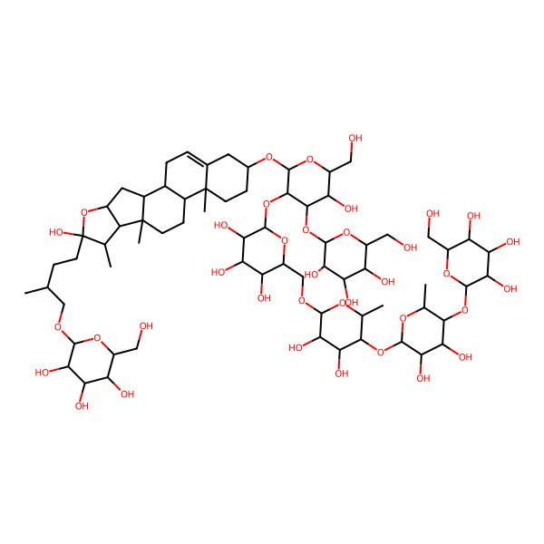 2D Structure of (2R,3R,4S,5S,6R)-2-[4-[(1S,2S,4S,6R,7S,8R,9S,12S,13R,16S)-16-[(2R,3R,4S,5R,6R)-3-[(2S,3R,4S,5S,6R)-6-[[(2R,3R,4S,5R,6S)-5-[(2S,3R,4S,5R,6S)-3,4-dihydroxy-6-methyl-5-[(2S,3R,4S,5S,6R)-3,4,5-trihydroxy-6-(hydroxymethyl)oxan-2-yl]oxyoxan-2-yl]oxy-3,4-dihydroxy-6-methyloxan-2-yl]oxymethyl]-3,4,5-trihydroxyoxan-2-yl]oxy-5-hydroxy-6-(hydroxymethyl)-4-[(2S,3R,4S,5S,6R)-3,4,5-trihydroxy-6-(hydroxymethyl)oxan-2-yl]oxyoxan-2-yl]oxy-6-hydroxy-7,9,13-trimethyl-5-oxapentacyclo[10.8.0.02,9.04,8.013,18]icos-18-en-6-yl]-2-methylbutoxy]-6-(hydroxymethyl)oxane-3,4,5-triol