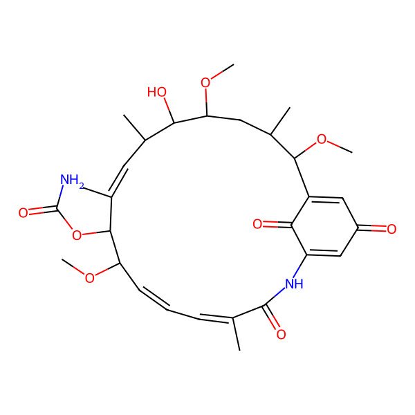 2D Structure of [(4Z,6E,8R,9R,10Z,12R,13S,14R,16S,17R)-13-hydroxy-8,14,17-trimethoxy-4,10,12,16-tetramethyl-3,20,22-trioxo-2-azabicyclo[16.3.1]docosa-1(21),4,6,10,18-pentaen-9-yl] carbamate