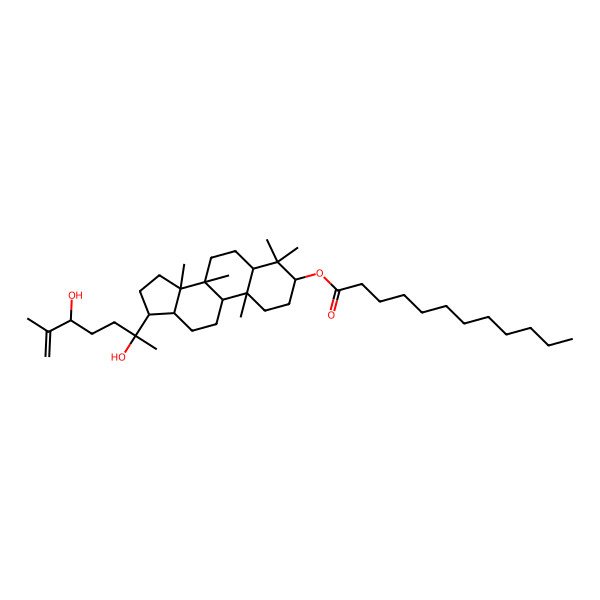 2D Structure of [(3S,5R,8R,9R,10R,13R,14R,17S)-17-[(2S,5R)-2,5-dihydroxy-6-methylhept-6-en-2-yl]-4,4,8,10,14-pentamethyl-2,3,5,6,7,9,11,12,13,15,16,17-dodecahydro-1H-cyclopenta[a]phenanthren-3-yl] dodecanoate