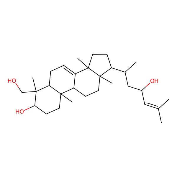 2D Structure of (3R,4S,5R,9R,10R,13S,14S,17S)-4-(hydroxymethyl)-17-[(2S,4R)-4-hydroxy-6-methylhept-5-en-2-yl]-4,10,13,14-tetramethyl-2,3,5,6,9,11,12,15,16,17-decahydro-1H-cyclopenta[a]phenanthren-3-ol