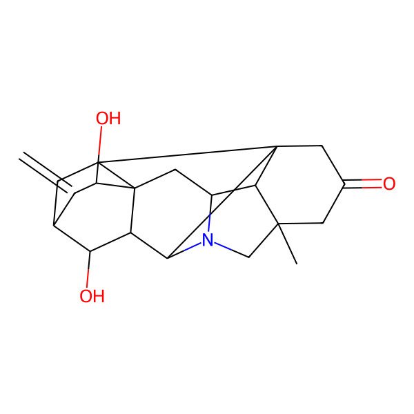 2D Structure of (1R,5S,8R,9S,11S,13R,14S,16S,17R,18S)-10,13-dihydroxy-5-methyl-12-methylidene-7-azaheptacyclo[9.6.2.01,8.05,17.07,16.09,14.014,18]nonadecan-3-one
