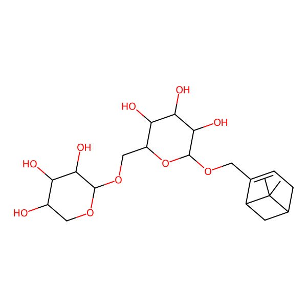2D Structure of (2R,3R,4S,5S,6R)-2-[[(1R,5S)-6,6-dimethyl-2-bicyclo[3.1.1]hept-2-enyl]methoxy]-6-[[(2R,3S,4S,5S)-3,4,5-trihydroxyoxan-2-yl]oxymethyl]oxane-3,4,5-triol