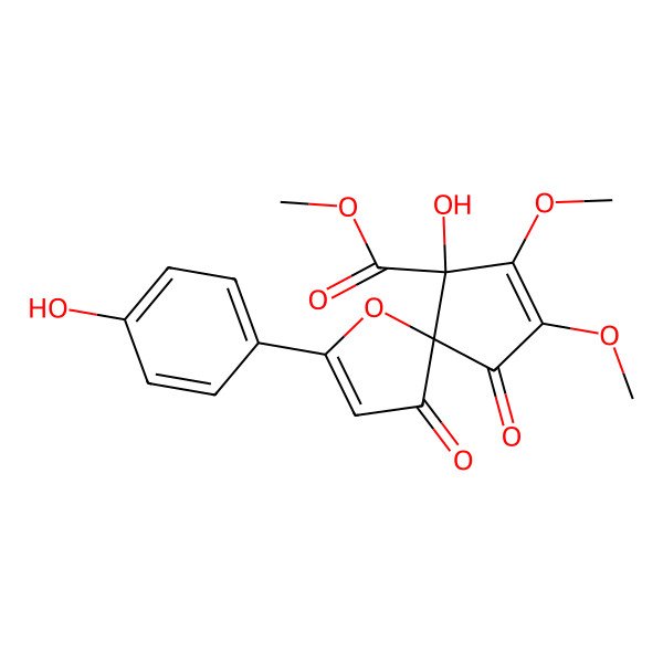 2D Structure of Methyl 9-hydroxy-2-(4-hydroxyphenyl)-7,8-dimethoxy-4,6-dioxo-1-oxaspiro[4.4]nona-2,7-diene-9-carboxylate