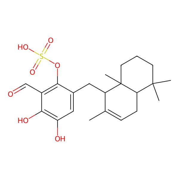 2D Structure of [6-[[(1S,4aS,8aS)-2,5,5,8a-tetramethyl-1,4,4a,6,7,8-hexahydronaphthalen-1-yl]methyl]-2-formyl-3,4-dihydroxyphenyl] hydrogen sulfate