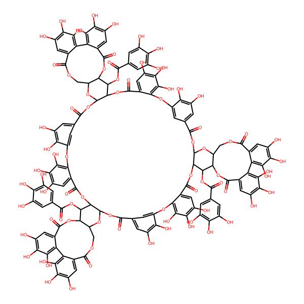 2D Structure of [(4S,4aR,24R,26S,43S,63R,65S,84R)-9a,10a,11a,12,13,14,15a,16a,17,18,19,31,32,33,37,38,51,52,53,56,57,58,70,71,72,76,77,90,91,92,95,96,97-tritriacontahydroxy-a,2,6a,9,22,28,41,48,61,67,80,87-dodecaoxo-25,64-bis[(3,4,5-trihydroxybenzoyl)oxy]-1a,3,5,5a,8,13a,23,27,35,42,44,47,62,66,74,81,83,86-octadecaoxanonadecacyclo[112.3.1.136,40.175,79.04,26.06,24.010,15.016,21.029,34.043,65.045,63.049,54.055,60.068,73.082,104.084,102.088,93.094,99.0107,112]icosahecta-1(17a),7a(8a),9a(10a),10,11a(12a),12,14,14a(18a),15a(16a),16,18,19a(75),20,20a(36),29,31,33,37,39,49,51,53,55,57,59,68,70,72,76,78,88,90,92,94,96,98-hexatriacontaen-3a-yl] 3,4,5-trihydroxybenzoate