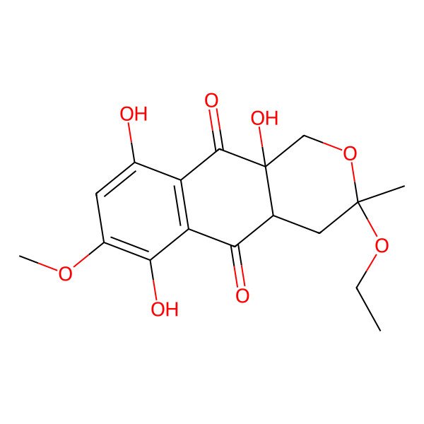 2D Structure of (3S,4aR,10aR)-3-ethoxy-6,9,10a-trihydroxy-7-methoxy-3-methyl-4,4a-dihydro-1H-benzo[g]isochromene-5,10-dione