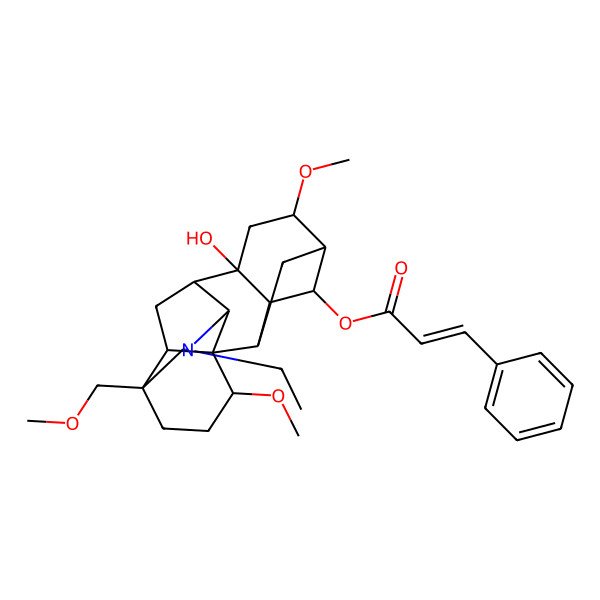 2D Structure of [(1S,2R,3R,4S,5R,6S,8R,9S,10R,13S,16S,17R)-11-ethyl-8-hydroxy-6,16-dimethoxy-13-(methoxymethyl)-11-azahexacyclo[7.7.2.12,5.01,10.03,8.013,17]nonadecan-4-yl] (E)-3-phenylprop-2-enoate