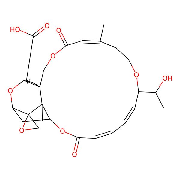 2D Structure of 17-(1-Hydroxyethyl)-13,25-dimethyl-11,22-dioxospiro[2,10,16,23-tetraoxatetracyclo[22.2.1.03,8.08,25]heptacosa-4,12,18,20-tetraene-26,2'-oxirane]-5-carboxylic acid