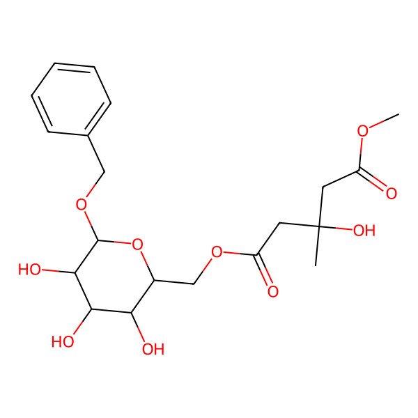 2D Structure of 1-O-methyl 5-O-[[(2R,3S,4S,5R,6R)-3,4,5-trihydroxy-6-phenylmethoxyoxan-2-yl]methyl] (3S)-3-hydroxy-3-methylpentanedioate