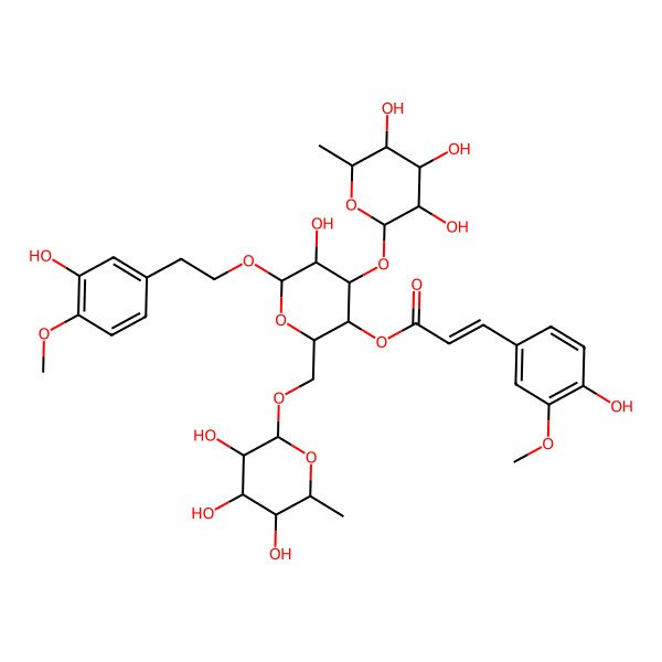 2D Structure of [5-Hydroxy-6-[2-(3-hydroxy-4-methoxyphenyl)ethoxy]-4-(3,4,5-trihydroxy-6-methyloxan-2-yl)oxy-2-[(3,4,5-trihydroxy-6-methyloxan-2-yl)oxymethyl]oxan-3-yl] 3-(4-hydroxy-3-methoxyphenyl)prop-2-enoate