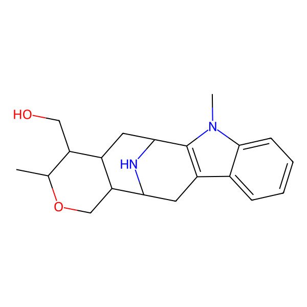 2D Structure of [(1S,12S,13R,16S,17S,18R)-3,16-dimethyl-15-oxa-3,20-diazapentacyclo[10.7.1.02,10.04,9.013,18]icosa-2(10),4,6,8-tetraen-17-yl]methanol